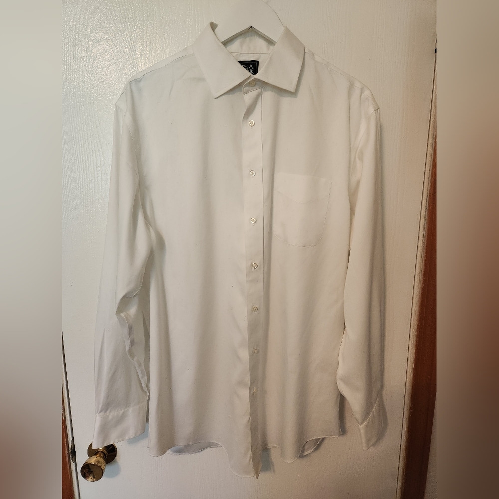White Jos A. Bank Traveler Dress Shirt